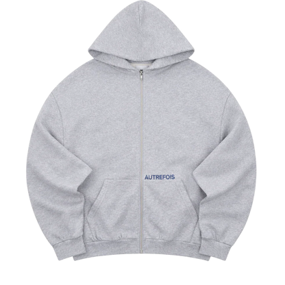 Relaxed Fit Zip Hoodie - Grey