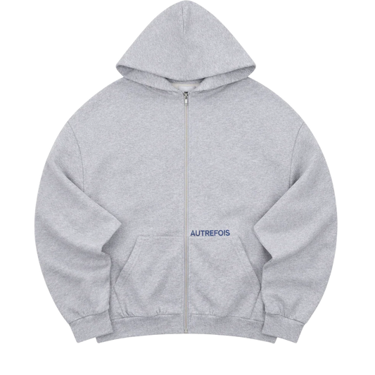 Relaxed Fit Zip Hoodie - Grey
