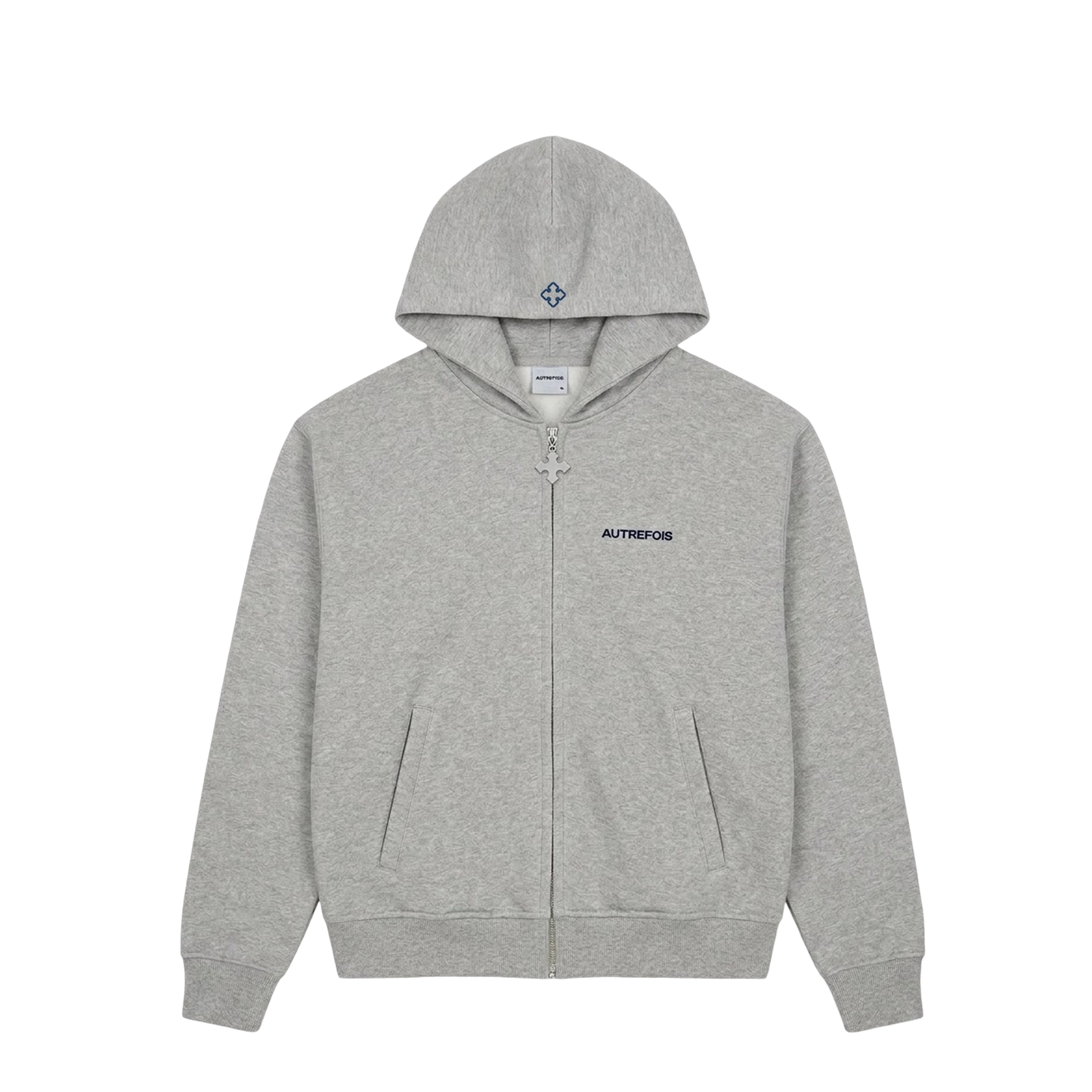 Boxy Fit Zip Hoodie - Grey