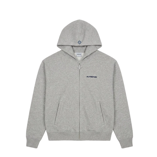Boxy Fit Zip Hoodie - Grey