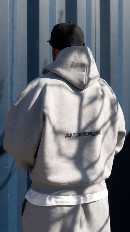 Boxy Fit Zip Hoodie - Grey